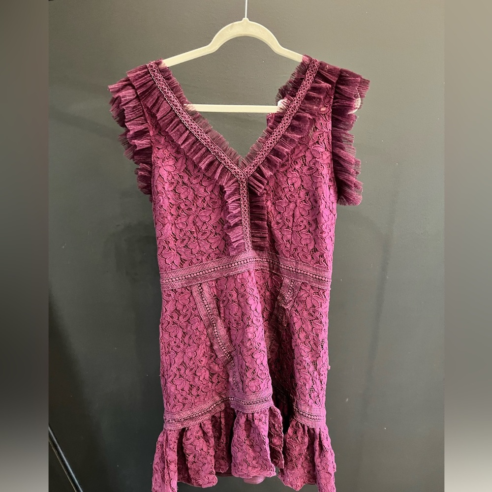 Adorable plum colored lace dress with ruffles